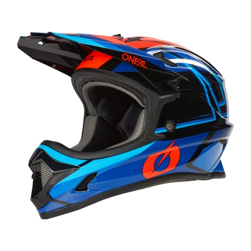 O'NEAL | Mountainbike-Helm Fullface | MTB DH Downhill FR Freeride | ABS-Schale, Magnetverschluss, übertrifft Robustes ABS | SONUS Helmet Split V.23 | Erwachsene | Blau Rot | Größe S von O'NEAL