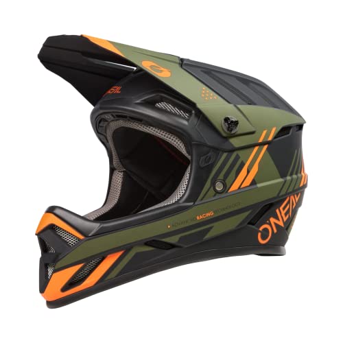 O'NEAL | Mountainbike-Helm | MTB Downhill |Robustes ABS, Ventilationsöffnungen für Luftstrom & Kühlung, ABS Außenschale | Backflip Helmet Strike V.23 | Erwachsene | Schwarz Orange Oliv | L von O'NEAL