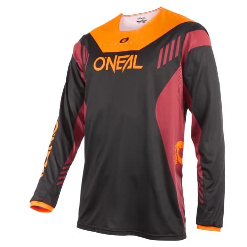 O'NEAL | Mountainbike-Trikot | MTB Mountainbike DH Downhill FR Freeride | Atmungsaktives Material, maximale Bewegungsfreiheit | Element FR Jersey Hybrid V.22 | Erwachsene | Schwarz Rot Orange | M von O'NEAL