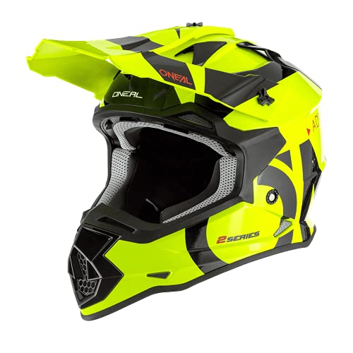 O'NEAL | Motocross-Helm | Kinder | MX Enduro | ABS-Schale, Lüftungsöffnungen für optimale Belüftung & Kühlung | 2SRS Youth Helmet Slick | Schwarz Neon-Gelb | Größe L von O'NEAL