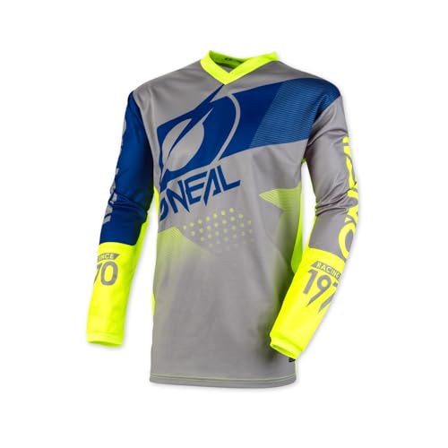 O'NEAL | Mountainbike Langarm-Shirt | Kinder | MTB DH FR Downhill Freeride | Atmungsaktives Material, Gepolsterter Ellbogenschutz | Element Youth Jersey Factor | Grau Blau Neon-Gelb | Größe L O'NEAL | Mountainbike Langarm-Shirt | Kinder | MTB DH FR Downhill Freeride | Atmungsaktives Material, Gepolsterter Ellbogenschutz | Element Youth Jersey Factor | Grau Blau Neon-Gelb | Größe L von O'NEAL