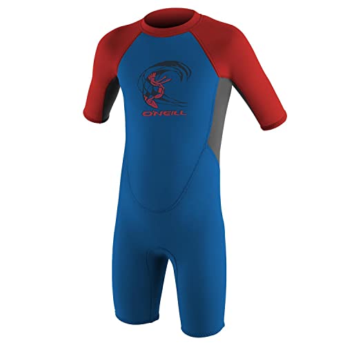 O';Neill Toddler Kids Youth Kinder Junior Reactor 2MM Neoprenanzug mit Reißverschluss, Shorty Ocean Graphite Red - Unisex-blau-3 Jahre von O'Neill