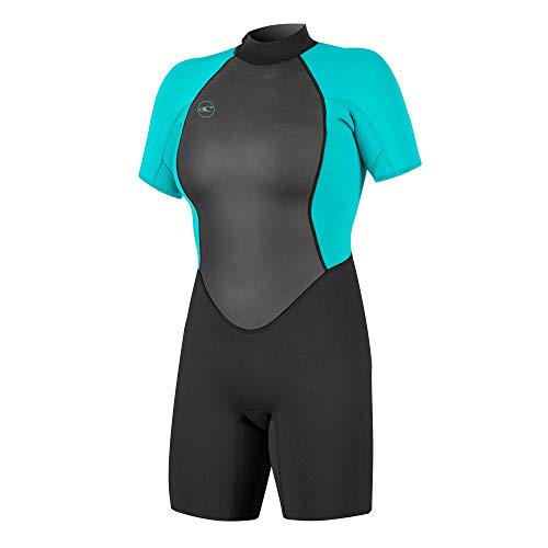 O'Neill Wetsuits Damen Reactor II 2mm Back Zip Spring Wetsuit Neoprenanzug, Black/Light AQU, 4 von O'Neill