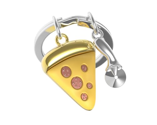 O meta[l]morphose METALMORPHOSE Schlüsselanhänger Pizza – Geschenk für Herren, Geschenk für Damen, gelb, one size von O meta[l]morphose