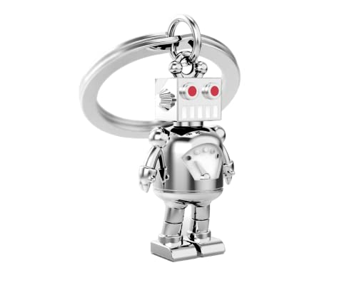 Metalmorphose – Schlüsselanhänger Roboter – MTM156-01, silber, one size, Einzigartig von O meta[l]morphose