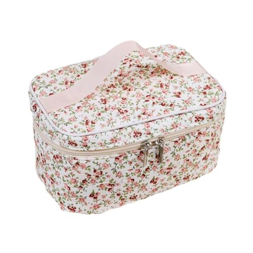 OAIEU Trendy Floral Cosmetic Zipper Organizer Pouch Tragbare einfache Reise-Kulturtasche für Frauen(Hell-Pink) von OAIEU