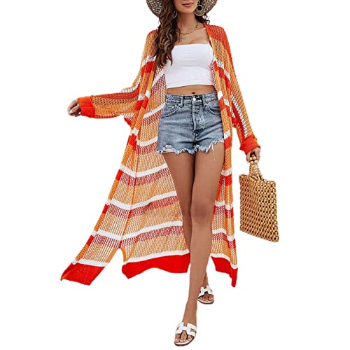 OAJABBGE Ausgehöhltes Strand Up Für Damen Lockerer Vorne Offener Kimono Cardigan Modischer Badeanzug Up Gehäkelte Up von OAJABBGE