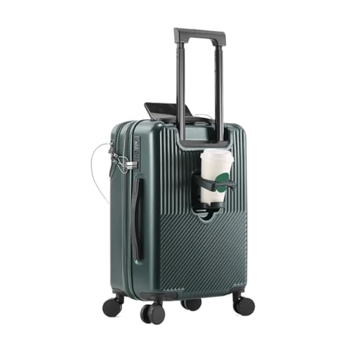OAKBEEN Gepäcksets mit großer Kapazität, Koffer vorne offen, USB-Aufladung, for Herren, Handgepäck, Reisen, 20/22/24/26 (Color : Green, Size : 22 inch) von OAKBEEN