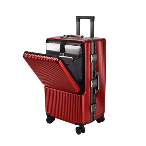OAKBEEN Reisekoffer, große Kapazität, verdickter Trolley-Koffer, 3 Passwort-Schloss-Koffer auf Rädern, weibliche multifunktionale Notebook-Tasche (Color : Red, Size : 24(3 Lock Thickened)) von OAKBEEN