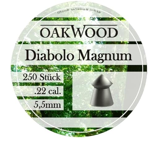 Oakwood DIABOLOS Spitzkopf 5,5mm .22 250 Stück Dose für Luftgewehr Luftpistole Magnum von OAKWOOD