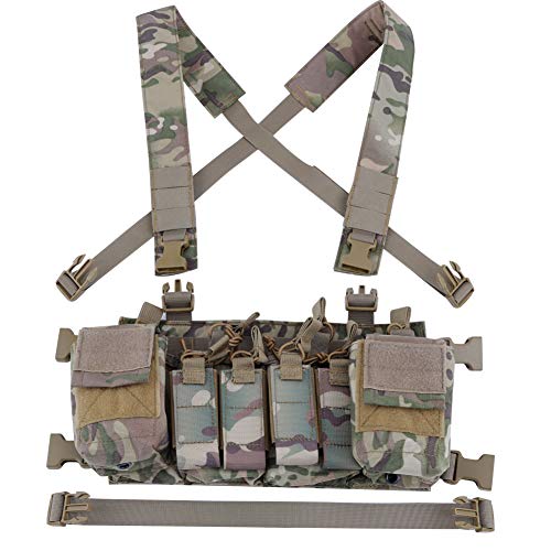 OAREA Tactical Chest Vest Rig Verstellbares X-Gurtzeug mit 5,56 9-mm-Gewehrmagazintaschen für Airsoft Shooting Wargame Paintball OAREA Tactical Chest Vest Rig Verstellbares X-Gurtzeug mit 5,56 9-mm-Gewehrmagazintaschen für Airsoft Shooting Wargame Paintball von OAREA