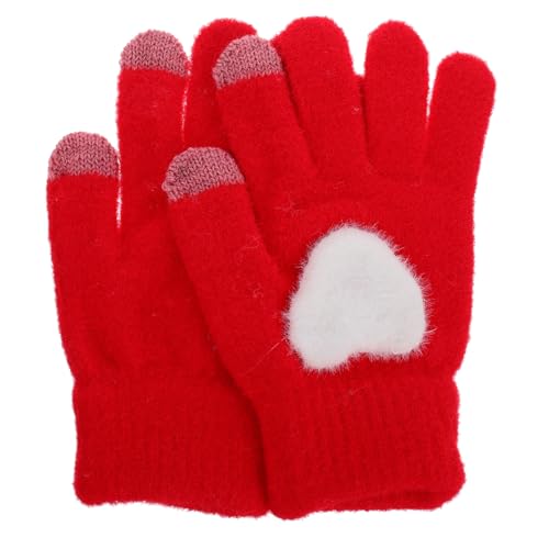 OATIPHO 1 Paar Herz-strickhandschuhe Fußballhandschuhe Handwärmer Handschuhe Männer Finger Thermohandschuhe Herren Beheizbare Handschuhe Fäustlinge Spitzenhandschuhe Arm Rot Baumwolle von OATIPHO