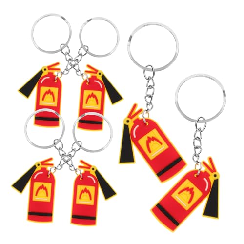 OATIPHO 6st Feuerlöscher-schlüsselanhänger Feuerwehrmann-abschluss-schlüsselanhänger Feuerwehr-Souvenir Feuerwehrhelm-schlüsselanhänger Feuerwehrauto-schlüsselanhänger Rot PVC-weichkleber von OATIPHO