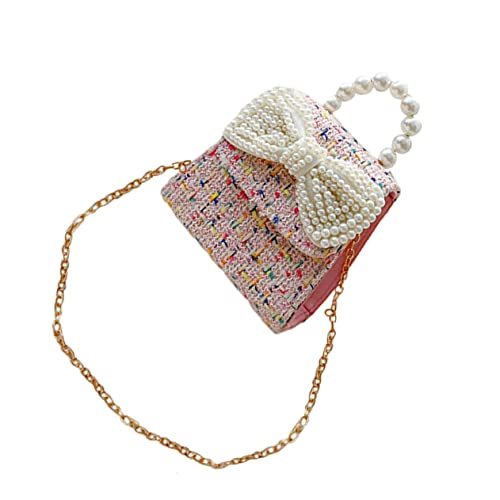 OATIPHO Prinzessin Perlen Schultertasche Mit Schleife Elegante Umhängetasche Kleine Kettenhandtasche Für ädchen Crossbody Bag Perfekt Für Besondere Anlässe Und Alltag von OATIPHO