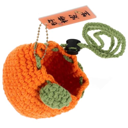 OATIPHO Süße orange gestrickte Geldbörse aus Wolle Apfel-Geldbörse Hobo Tasche Storage Pockets Storage Bags Geldbörse Damen handgemachte Tasche Aufbewahrungstasche für Lippenstifte Garn von OATIPHO