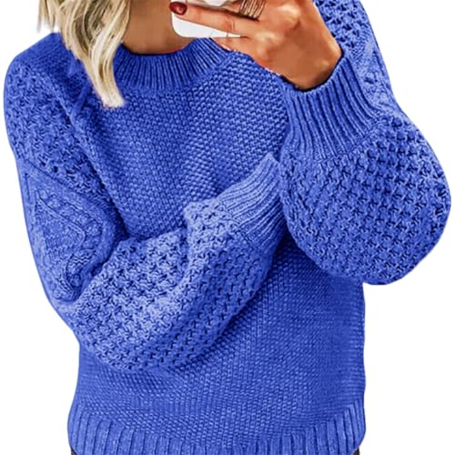 OATTIS Gerippter Langarmpullover Für Damen, Lässig, Verdickt Und Warm, Einfarbig, O-Ausschnitt, Baumwollpullover, Lockeres Herbst- Und Winteroberteil,Farbe7,4XL von OATTIS