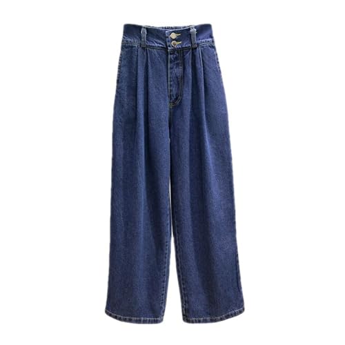 OATTIS Große Jeans Mit Weitem Bein Für Damen, Gerades Bein, Lockere Passform, Herbst-Look, Schmal Und Schlaff, Bodenlange Hose,Farbe2,S von OATTIS