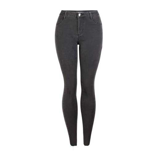 OATTIS Minimalistische Jeans Mit Schmalem Bein, Schlankmachende Bleistifthose Für Damen, Dunkelgraue Lange Hose,Farbe1,M von OATTIS