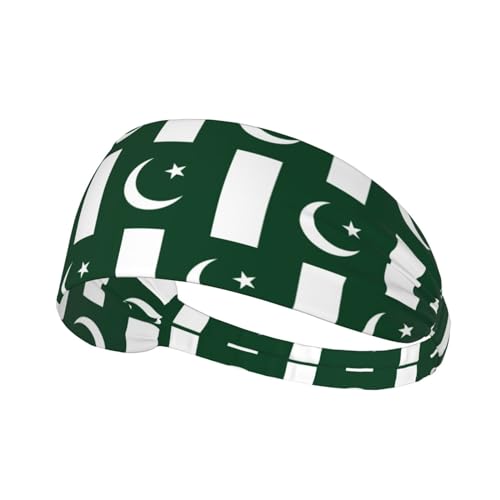 Elastisches Übungs-Stirnband für Herren, Motiv: Flagge Pakistans, Schweißband, Unisex, Haarband für einen aktiven Lebensstil von OBAOYY