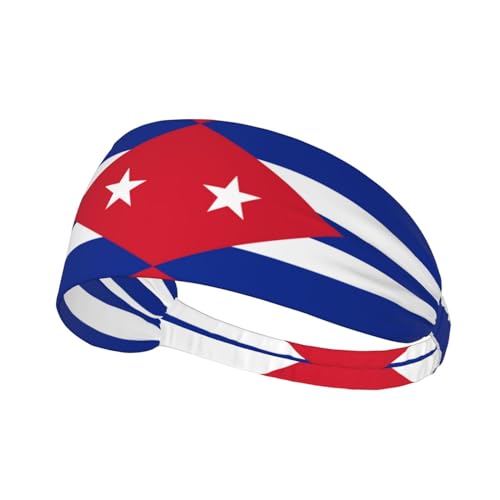 Elastisches Übungs-Stirnband mit kubanischer Flagge, Schweißband, Unisex, Haarband für einen aktiven Lebensstil von OBAOYY