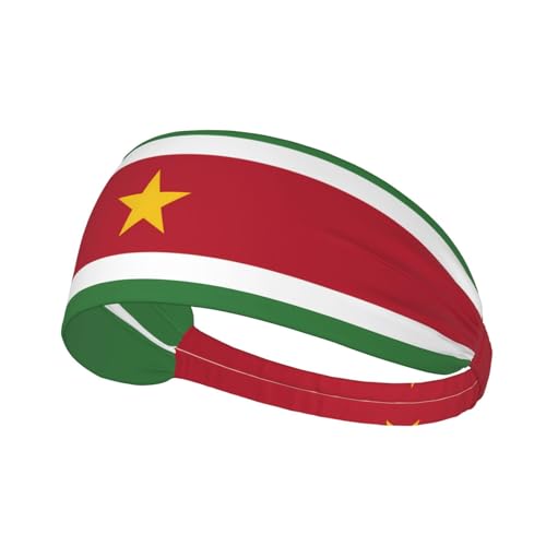 Flag of Suriname elastisches Übungs-Stirnband für Herren, Schweißband, Unisex, Haarband für einen aktiven Lebensstil von OBAOYY
