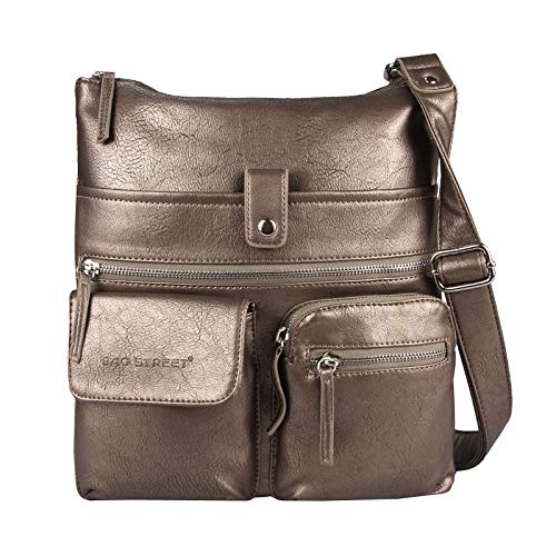 OBC Damen Herren Tasche Schultertasche Umhängetasche Crossbody Freizeit Shopper Bag Leder Optik Abendtasche Metallic Crossover Beuteltasche von OBC Only-Beautiful-Couture