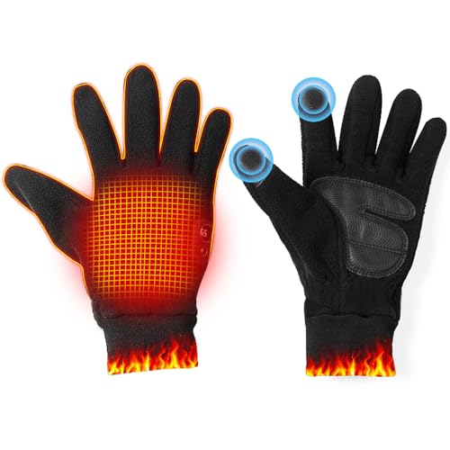 OBEST Elektrisch beheizte Handschuhe, wiederaufladbare Fünf-Finger-Heizhandschuhe, DREI-Gang-Temperaturregelung, Männer/Frauen Outdoor Indoor Warm, Reiten, Wandern, Skifahren von OBEST