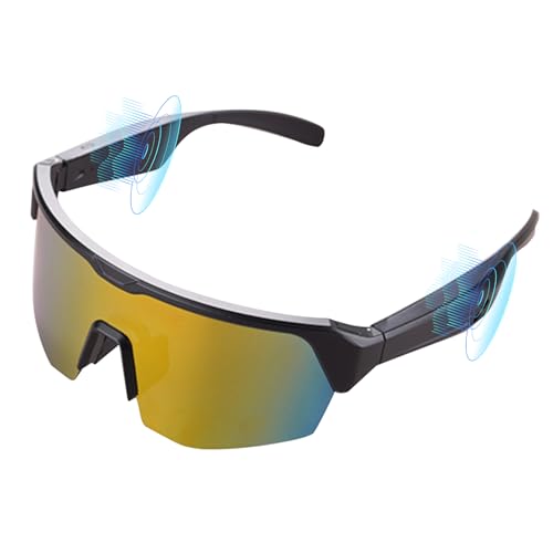 OBEST Smart Bluetooth Sonnenbrille, Sport Radfahren Bluetooth Kopfhörer, One Click Antwort, UV Schutz, Sprachnavigation, Geeignet für Outdoor Bergsteigen, Radfahren und Laufen, Goldfarbe OBEST Smart Bluetooth Sonnenbrille, Sport Radfahren Bluetooth Kopfhörer, One Click Antwort, UV Schutz, Sprachnavigation, Geeignet für Outdoor Bergsteigen, Radfahren und Laufen, Goldfarbe von OBEST