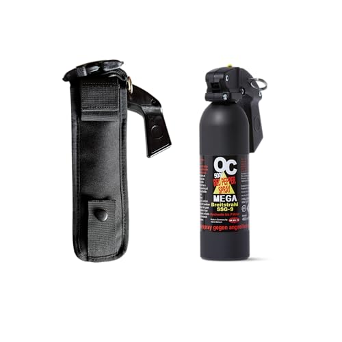 Pfefferspray OC 5000 400 ml Weitstrahl Breitstrahl 7 Meter Reichweite mit Pistolengriff + Coptex Holster Etui Tasche Halterung für Gürtel und Molle-System Nylon schwarz Heimverteidigung (Breitstrahl) Pfefferspray OC 5000 400 ml Weitstrahl Breitstrahl 7 Meter Reichweite mit Pistolengriff + Coptex Holster Etui Tasche Halterung für Gürtel und Molle-System Nylon schwarz Heimverteidigung (Breitstrahl) von OC 5000
