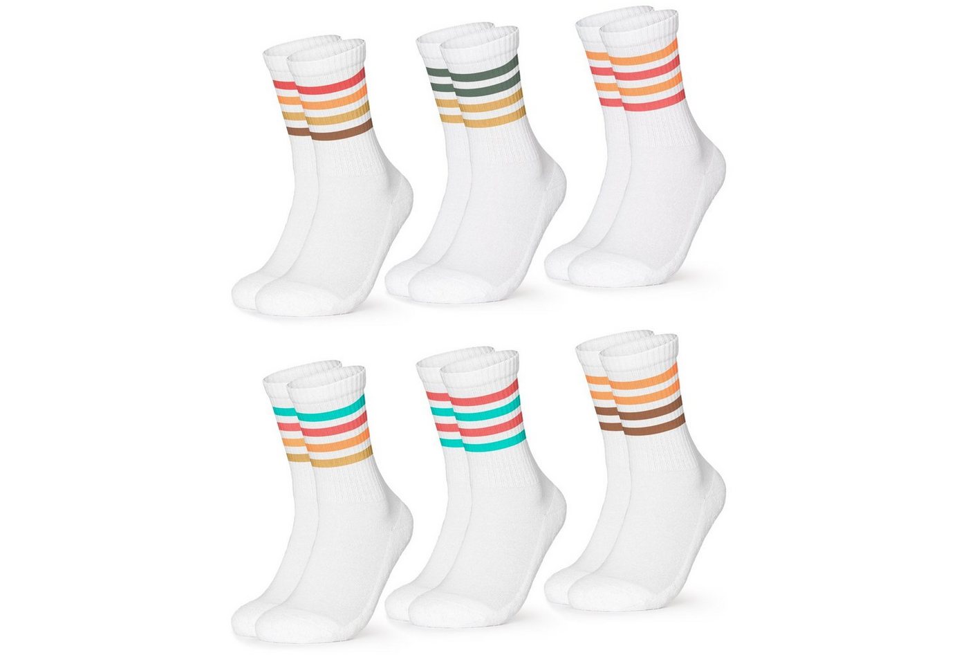 OCCULTO Sportsocken Damen Retro Tennis Socken 6er Pack (Modell: Steffi) (6-Paar) von OCCULTO