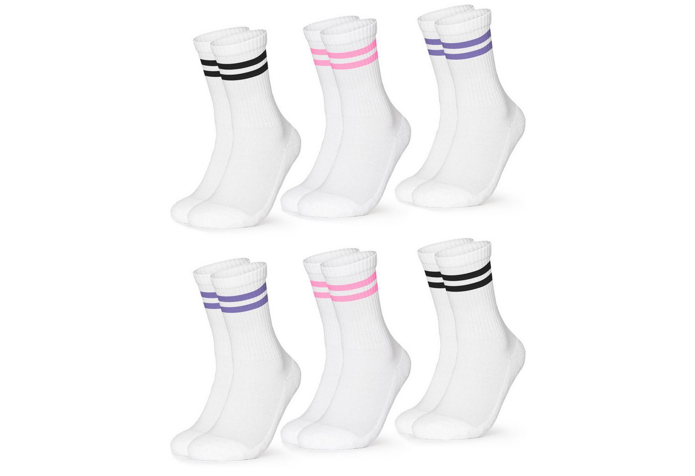OCCULTO Tennissocken Damen Retro Tennis Socken 6er Pack (Modell: Serena) (6-Paar) von OCCULTO