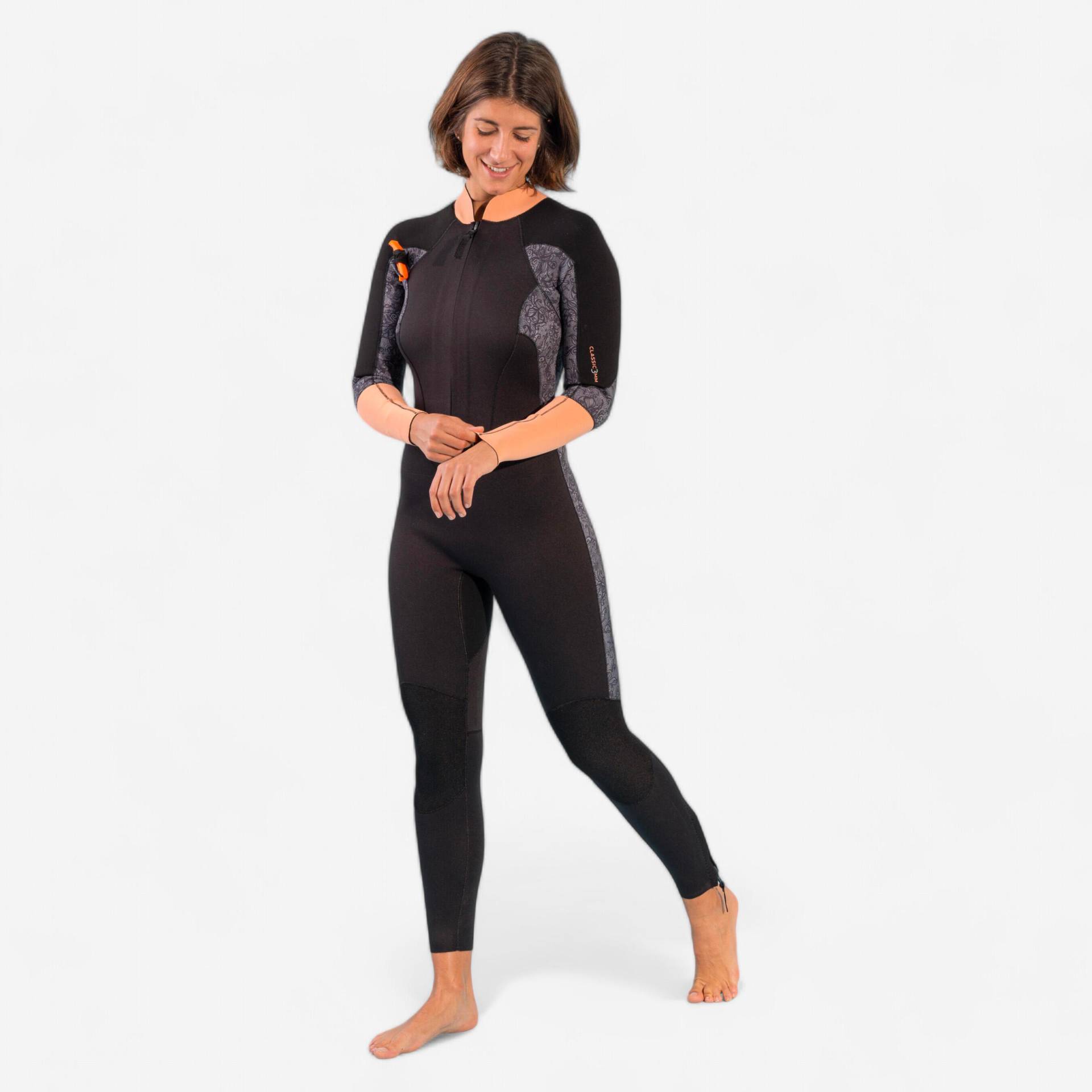 Neoprenanzug 3/2 Damen Wasserwandern - schwarz/orange von OCEAN STEP