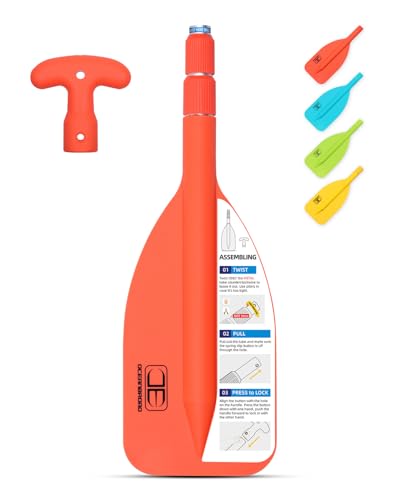 OCEANBROAD Teleskop-Paddel, 53,3-106,7 cm, zusammenklappbar, Aluminiumschaft, für Kajaing, Bootfahren, Kanufahren, Flussschläuche, Orange, 1 Paddel OCEANBROAD Teleskop-Paddel, 53,3-106,7 cm, zusammenklappbar, Aluminiumschaft, für Kajaing, Bootfahren, Kanufahren, Flussschläuche, Orange, 1 Paddel von OCEANBROAD