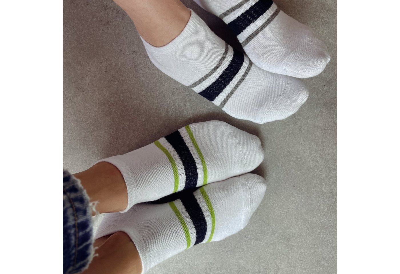 OCERA Sneakersocken Retro Sneaker Socken Unisex für Damen und Herren mit Farbstreifen von OCERA