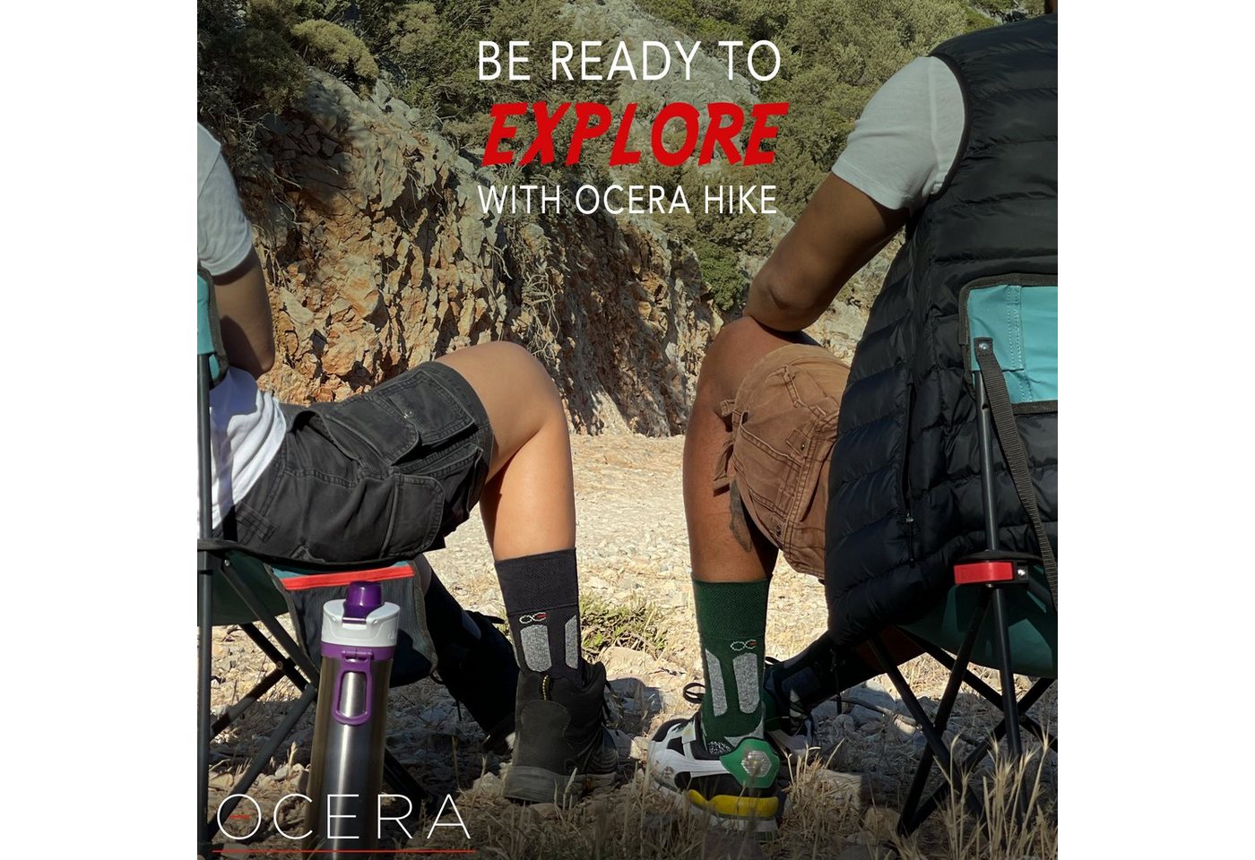 OCERA Wandersocken OCERA HIKE-Trekking/Wander Socken für Damen & Herren, 3 Paar Socken (Packung, 3-Paar, 3 Paar) mit Frottee, mit eingestricktem Logo, mit Mittelfußgummi von OCERA