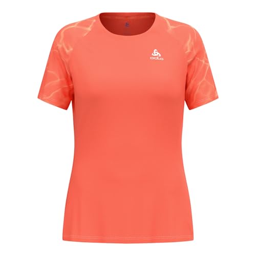 ODLO Damen Essential Print T-Shirt, Living Coral, L EU von Odlo