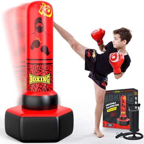 ODOSOLA Aufblasbarer Boxsack, freistehend, für Kinder im Alter von 3–12 Jahren, robustes Boxset für Karate & Taekwondo, stabiler Boxsack, aktives Kinderspielzeug, Weihnachten, Geburtstagsgeschenk für ODOSOLA Aufblasbarer Boxsack, freistehend, für Kinder im Alter von 3–12 Jahren, robustes Boxset für Karate & Taekwondo, stabiler Boxsack, aktives Kinderspielzeug, Weihnachten, Geburtstagsgeschenk für von ODOSOLA
