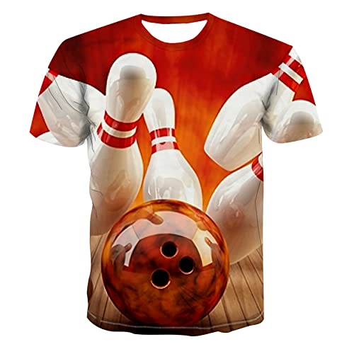 OEIEZ 3D-Bowling-Druck, rotes T-Shirt, Herren, Damen, Kurzarm, Sommer, Laufen, Sport, lässig, Rundhalsausschnitt, Top 6XL von OEIEZ