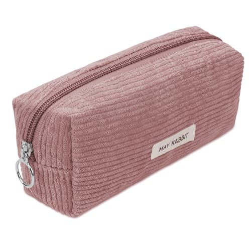 OFFCUP Federmäppchen Mädchen Mäppchen Cord-Stoff, Pencil Case Teenager Stiftetasche Tragbare Schreibwaren Tasche, Federtaschen Schlampermäppchen mit Reißverschluss, Federmappe für Schule, Büro - Rosa von OFFCUP