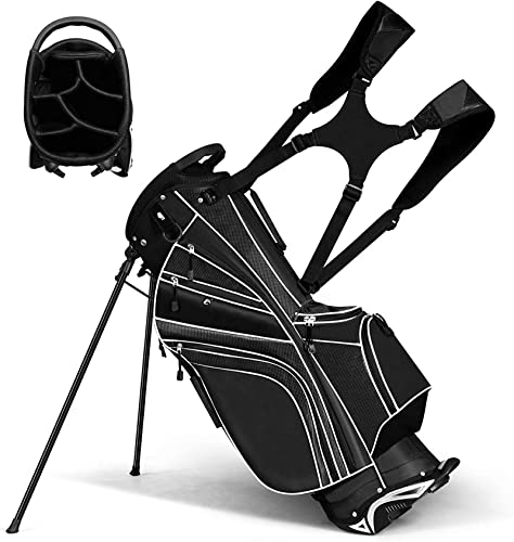 OFFICEJOY Golftasche mit 6-Wege-Trennwand, Tragetasche für Golftasche mit Schultergurt, leichte Golftasche für Damen und Herren (schwarz) von OFFICEJOY
