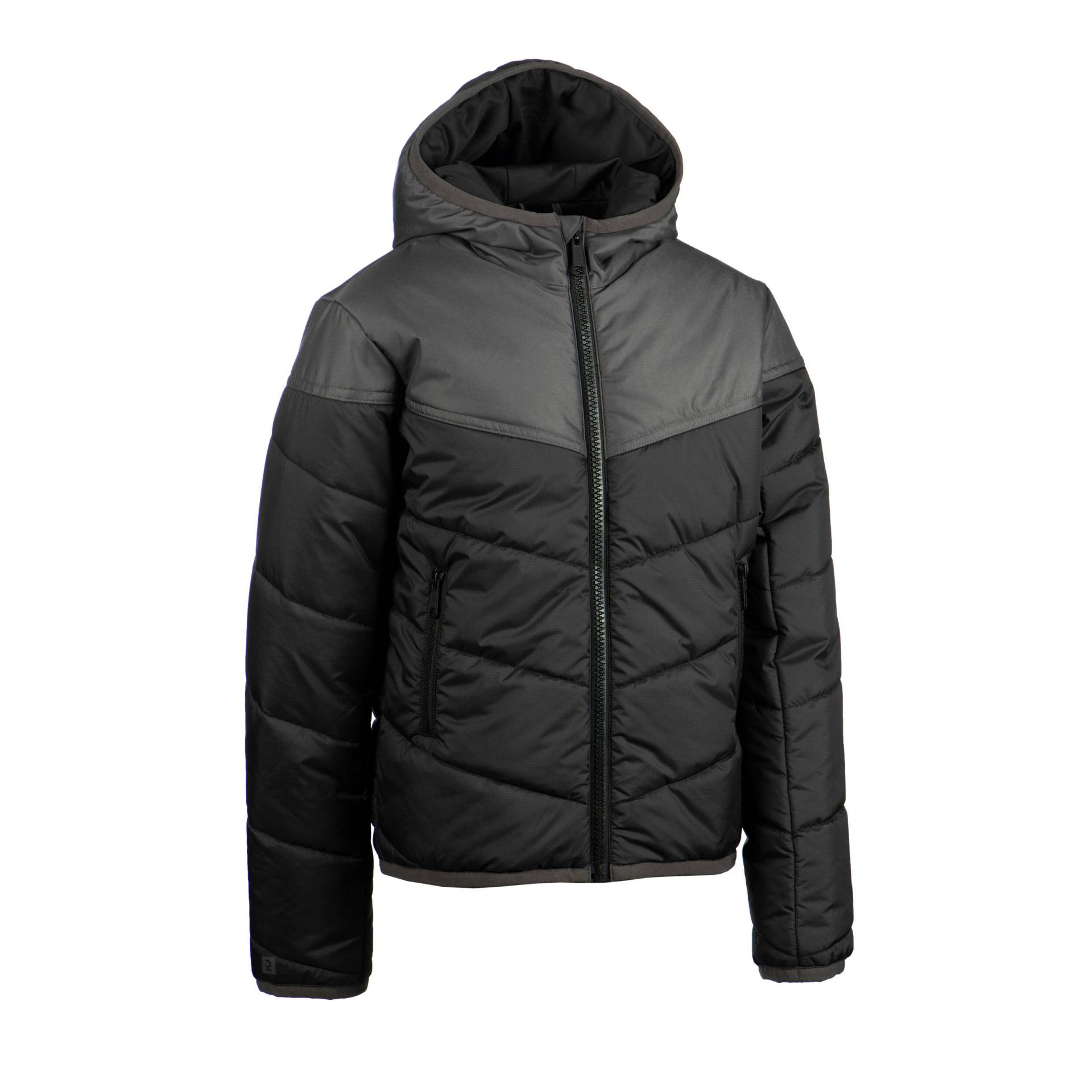 Jacke Parka Rugby 500 warm Kinder schwarz/grau von OFFLOAD