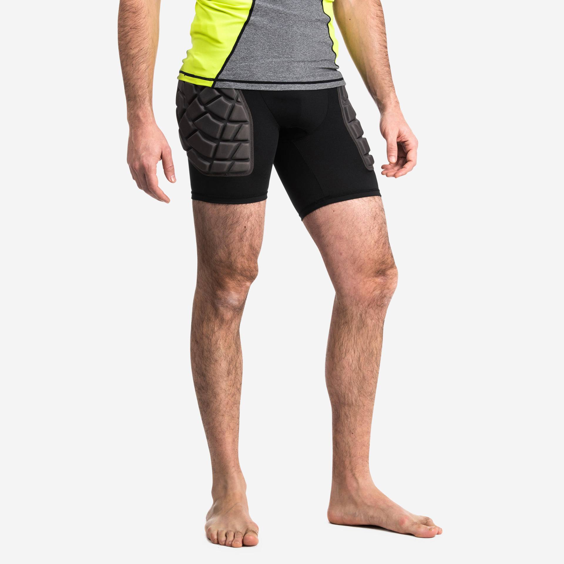 Damen/Herren Rugby Protector Shorts - R500 schwarz/gelb von OFFLOAD