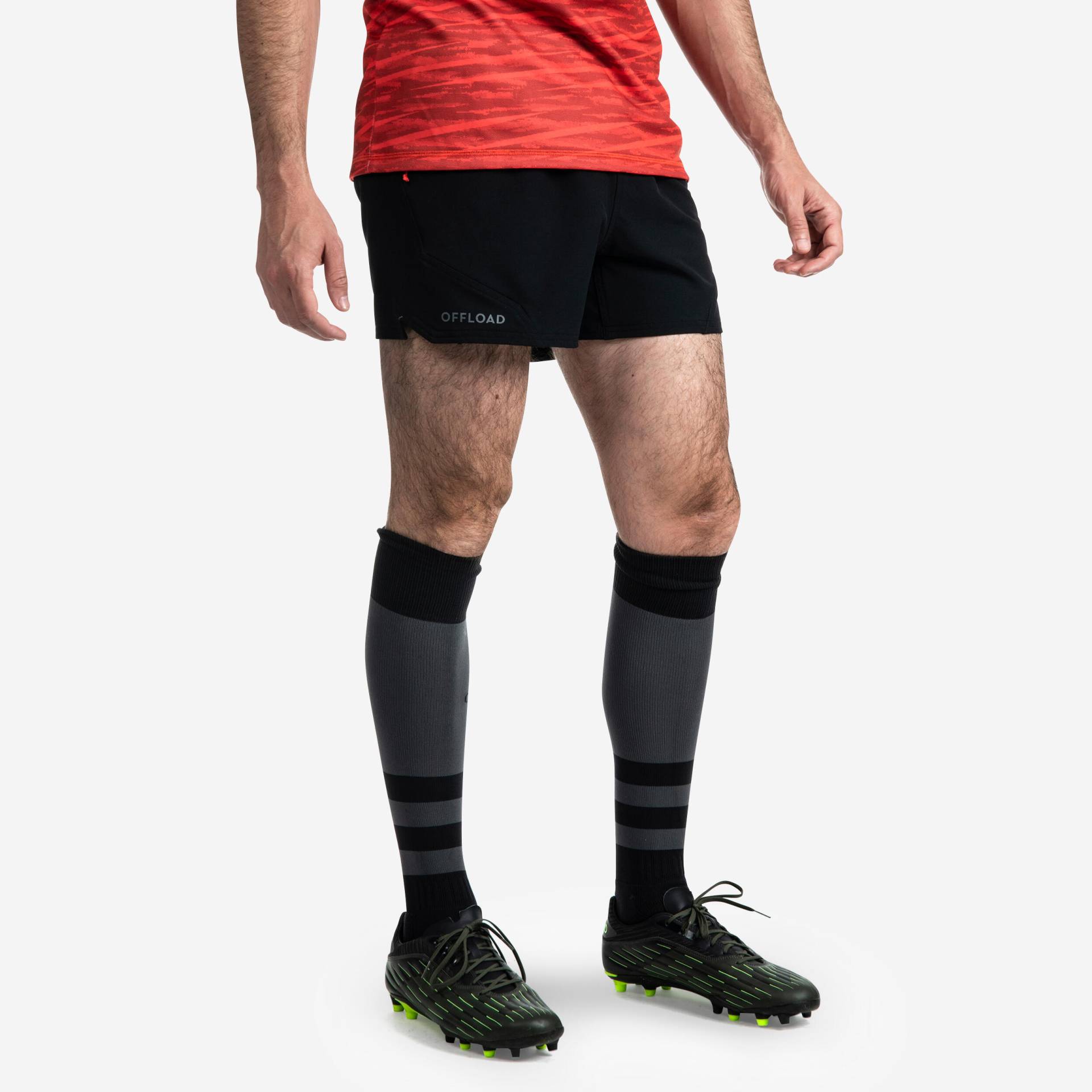 Herren Rugby Shorts - R500 schwarz von OFFLOAD