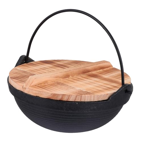 OFFSCH 1 Satz Topf Family sup small Pot filoteig essgeschirrset gusseisen pfanne Bratpfanne mit Deckel Campingkochen Campinggeschirr hängendes Kochgeschirr Picknickgeschirr Holz Black von OFFSCH