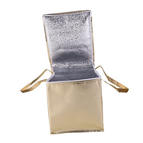 OFFSCH 1Stk Thermal Bag kühltüte totebag Tasche gerätestiel Isolierte Lebensmittel-Liefertasche Einkaufstasche mit Reißverschluss isolierte Aufbewahrungstasche kühlere Tasche Vlies Golden von OFFSCH