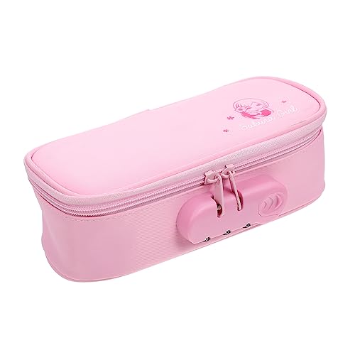 OFFSCH Schreibfedermäppchen mit Schloss Kosmetiktasche tragbarer Stift-Organizer tragbare Stiftetasche Stifttasche Kinder federmäppchen schreibwaren Etui Schulversorgung Oxford-Stoff Rosa von OFFSCH