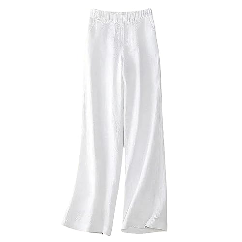 OFFSUM Damen Pyjamahose - Damen-Schlafhose, Einfarbig, Schlicht, Locker, Weites Bein, Sommer, Dünn, Atmungsaktiv, Hohe Taille, Tägliche Nachtwäsche, Homewear, Weiß, L OFFSUM Damen Pyjamahose - Damen-Schlafhose, Einfarbig, Schlicht, Locker, Weites Bein, Sommer, Dünn, Atmungsaktiv, Hohe Taille, Tägliche Nachtwäsche, Homewear, Weiß, L von OFFSUM