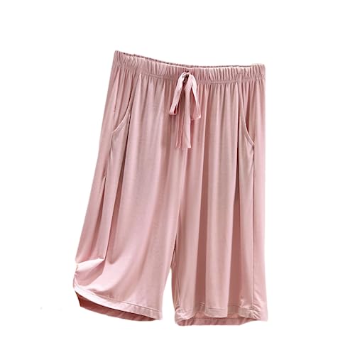 OFFSUM Damen Pyjamahose - Sommer-Schlafhose, Übergröße 3XL, Einfache Knielange Hose, Weich, Bequem, Lässig, Modisch, Mit Taschen, Loungewear, Rosa, M OFFSUM Damen Pyjamahose - Sommer-Schlafhose, Übergröße 3XL, Einfache Knielange Hose, Weich, Bequem, Lässig, Modisch, Mit Taschen, Loungewear, Rosa, M von OFFSUM