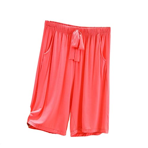 OFFSUM Damen Pyjamahose - Sommer-Schlafhose, Übergröße 3XL, Einfache Knielange Hose, Weich, Bequem, Lässig, Modisch, Mit Taschen, Loungewear, Rot, M OFFSUM Damen Pyjamahose - Sommer-Schlafhose, Übergröße 3XL, Einfache Knielange Hose, Weich, Bequem, Lässig, Modisch, Mit Taschen, Loungewear, Rot, M von OFFSUM