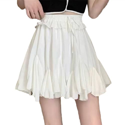 OFFSUM Kurze Röcke Für Damen -Modische Miniröcke Für Damen, Koreanischer Stil, Hohe Taille, Schnür-Faltenrock, Sommer, Rüschen, Elegante, Einfache Kleidung, Lässig, Bequem, Weiß, S OFFSUM Kurze Röcke Für Damen -Modische Miniröcke Für Damen, Koreanischer Stil, Hohe Taille, Schnür-Faltenrock, Sommer, Rüschen, Elegante, Einfache Kleidung, Lässig, Bequem, Weiß, S von OFFSUM